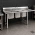 Thumbnail image #3 for Eagle Group 414 Series Coved Corner Three-Compartment Stainless Steel Sink with Right-Hand 18-Inch Drainboard, 74-3/8-Inch Wide