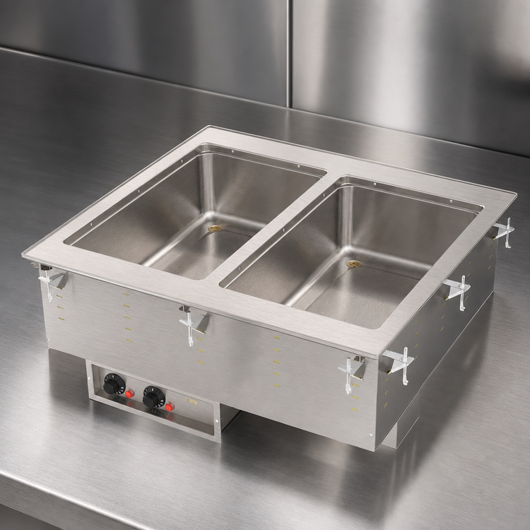 Product image #3 for Vollrath Two-Well Modular Drop-In Electric Hot Food Well with 316 Stainless Steel Wells, Thermostatic Controls, and Manifold Drain