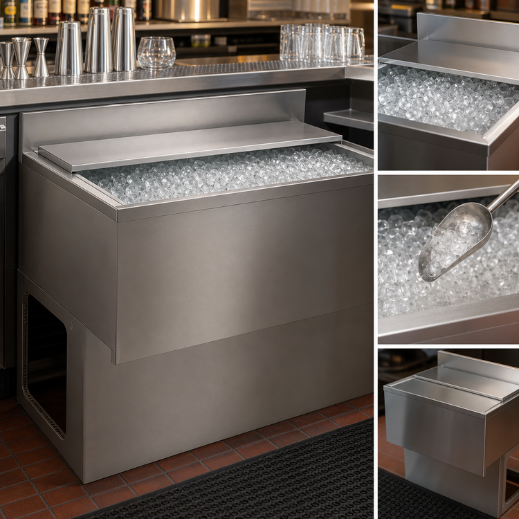 Product image #3 for BK Resources 48-Inch Underbar Ice Bin with Sliding Cover, 167 lb Capacity