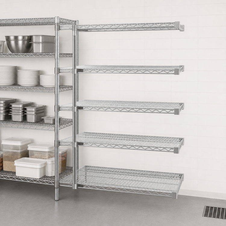 Product image #3 for Eagle Group 5-Tier Add-On Wire Shelving Unit, 36"W x 21"D x 74"H, Stainless Steel Finish