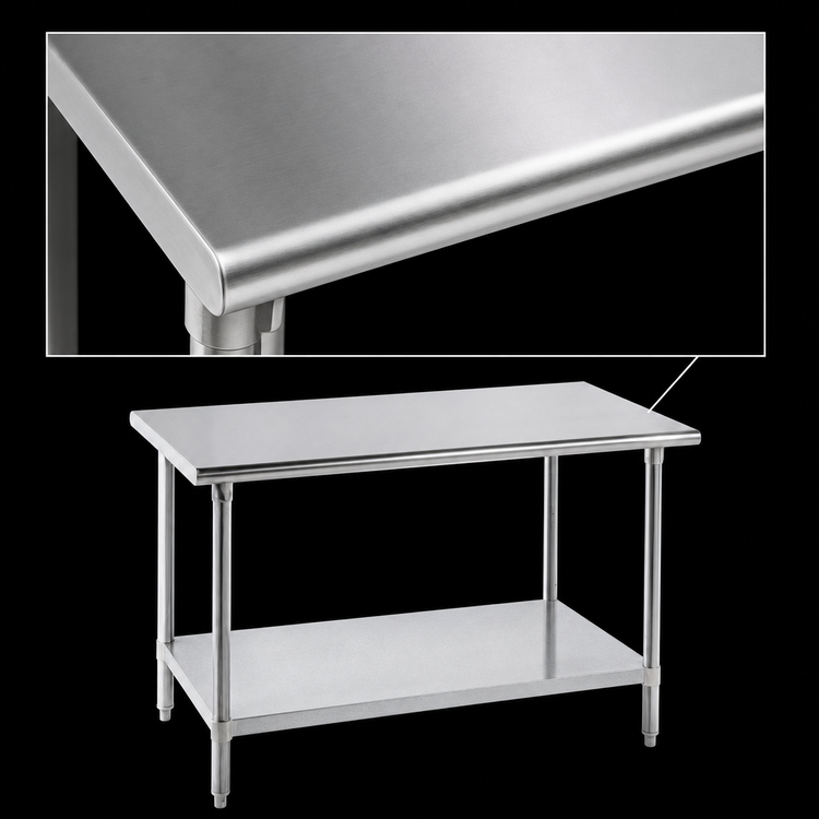 Product image #3 for Advance Tabco 72" x 24" 14-Gauge 304 Stainless Steel Work Table with Galvanized Undershelf and Legs