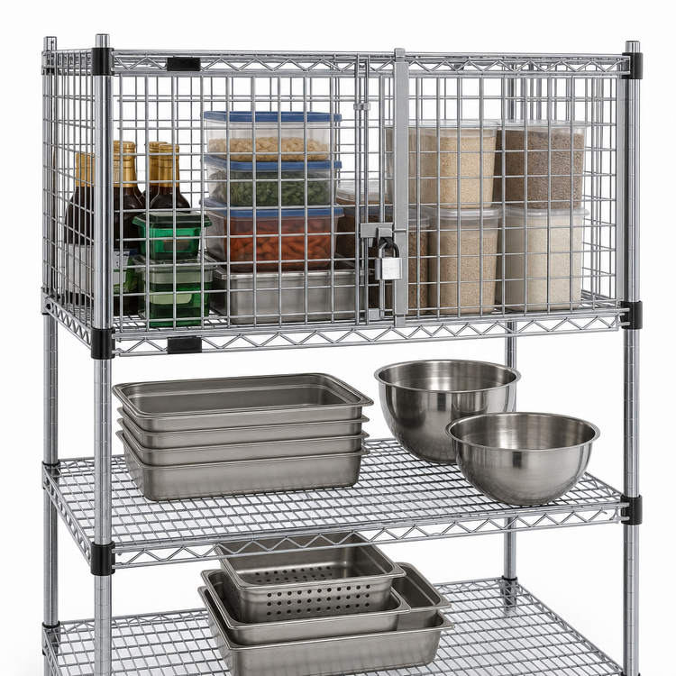 Product image #3 for Eagle Group 60W x 18D Chrome Security Enclosure Kit with Hinged Doors for Wire Shelving