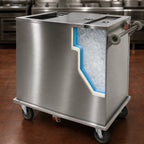 Thumbnail image #3 for Dinex DXPICE1 Mobile Insulated Stainless Steel Ice Caddy, Sliding Cover, 125-lb Capacity