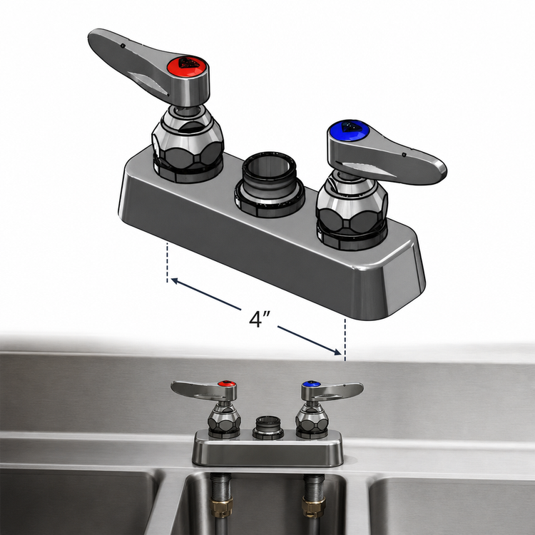 Product image #3 for T&S Brass Workboard/Bar Sink Mixing Faucet, Deck Mount, 4-Inch Centers, Swivel Outlet, Less Nozzle