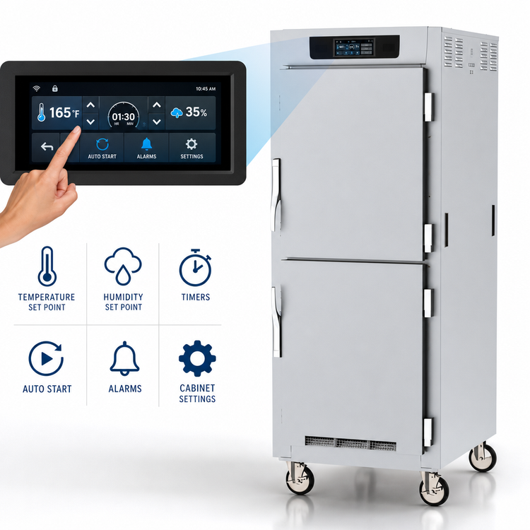 Product image #3 for Metro C5 8 Series Full-Height Mobile Pass-Thru Controlled Temperature Holding Cabinet with Solid Dutch Doors and Universal Wire Slides