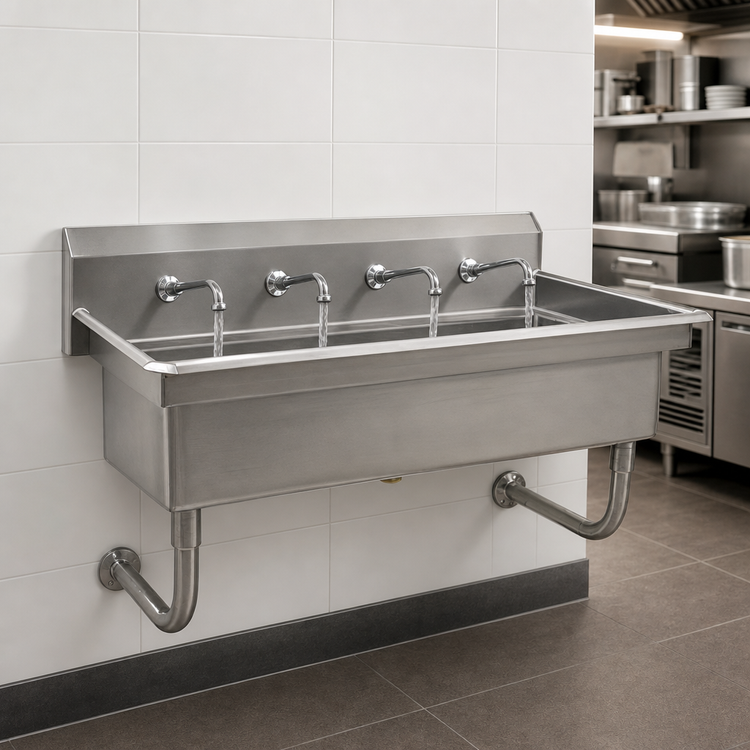 Product image #3 for Eagle Group 48-Inch Wall-Mount Multi-Station Hand Sink with 8-Inch Deep Bowl