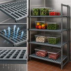 Thumbnail image #3 for Cambro Camshelving® Basics Plus CBA244864V4580 4-Shelf Vented Add-On Polymer Shelving Unit, 24" x 48" x 64", Brushed Graphite