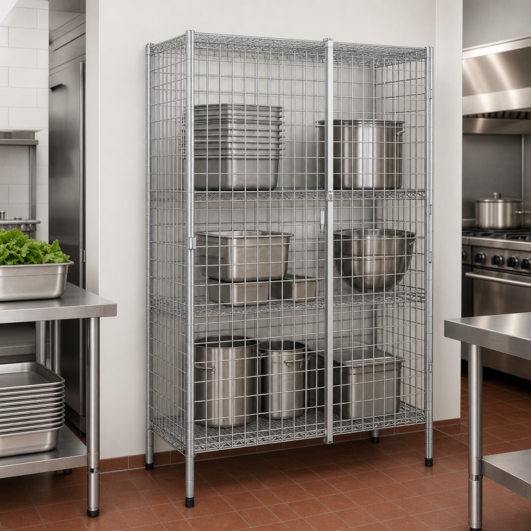 Product image #3 for Metro Super Erecta Stationary Chrome-Plated Wire Security Cage Unit, No Intermediate Shelves, 38-1/2 W x 27-1/4 D x 66-13/16 H