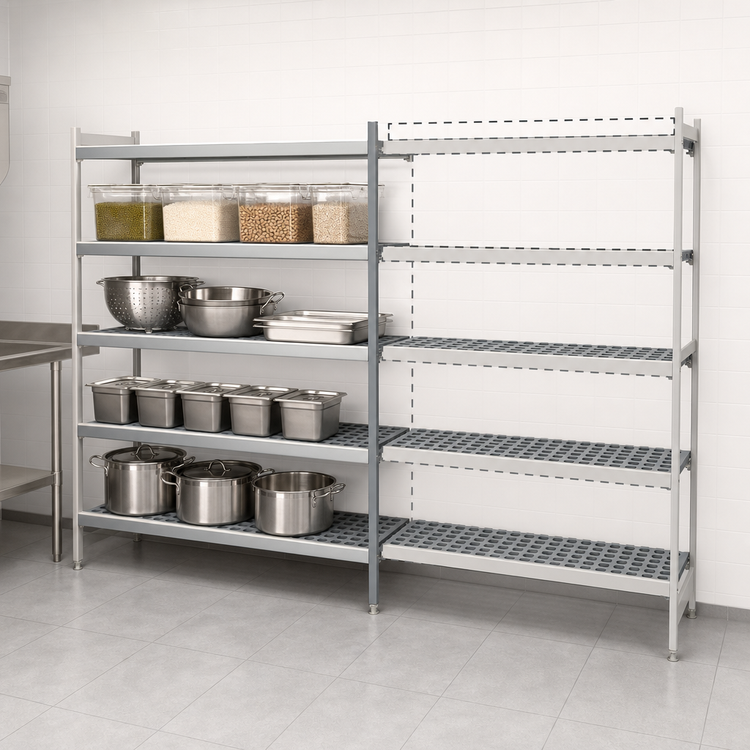 Product image #3 for Fermostock 4-Tier Modular Polymer Shelving Unit Expansion Kit, 68W x 22D x 71H