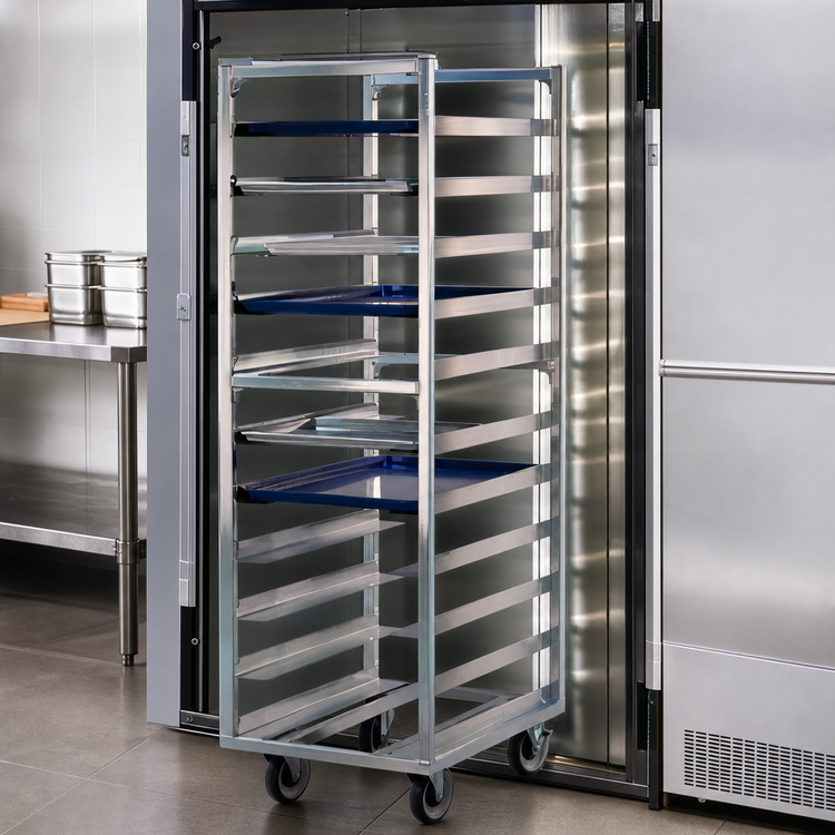 Product image #3 for Universal Wide-Angle Roll-In Refrigerator/Proofer Rack for 18 x 26 Pans, 11-Pan Capacity