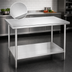 Thumbnail image #3 for Advance Tabco 108-Inch x 36-Inch 16-Gauge 430 Stainless Steel Flat Top Work Table with Adjustable Undershelf