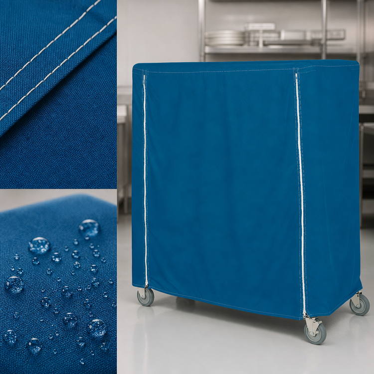 Product image #3 for Metro Mariner Blue Uncoated Denier Nylon Banquet Cart Cover, 60 x 21 x 62 Inches