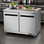 Thumbnail image #3 for Arctic Air AUC48R 48-1/4-Inch Two-Section Stainless Steel Worktop Refrigerator with 2 Solid Doors and Rear-Mounted Self-Contained Refrigeration
