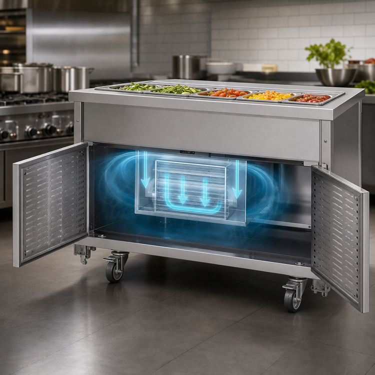 Product image #3 for Director's Choice DCS6-CFUR 96" Refrigerated Cold Pan Unit with 6 Full-Size Pan Capacity
