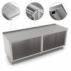 Thumbnail image #3 for John Boos 4CO6R1.5-24132 132 x 24 Inch Open-Front Stainless Steel Cabinet Base Work Table, 16-Gauge 300-Series Top, 1-1/2-Inch Rear Riser