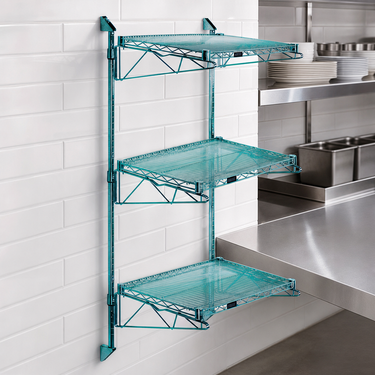Product image #3 for Quantum Wall-Mount Cantilever Starter Unit with 3 Wire Shelves, 54-Inch Posts, and 12-Inch Cantilevers