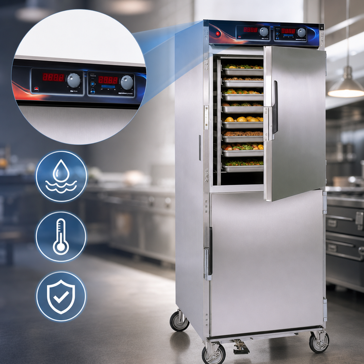 Product image #3 for AquaTemp Mobile Humidified Heated Holding Cabinet with Dutch Doors, 32 Full-Size Pan Capacity