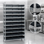 Thumbnail image #3 for Quantum WR12-116CO Conductive Wire Shelving Bin Storage System, 36 in. W x 24 in. D x 74 in. H, Chrome Plated, 12 Shelves, 33 Bins