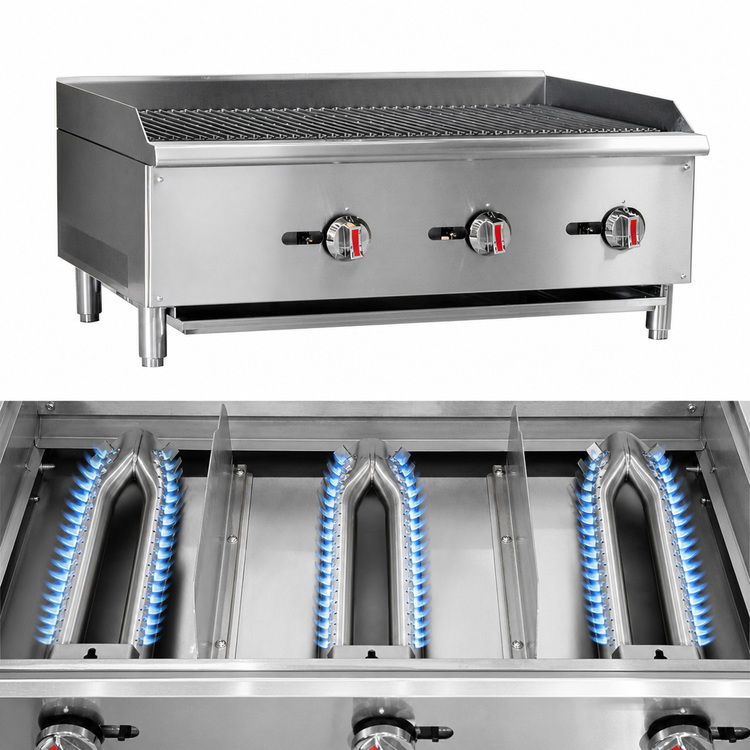 Product image #3 for Serv-Ware 36-Inch Wide Natural Gas Radiant Charbroiler with 3 Burners