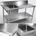Thumbnail image #3 for John Boos 48-Inch x 30-Inch Stainless Steel Sink Work Table With Left-Side Prep Sink and 5-Inch Backsplash