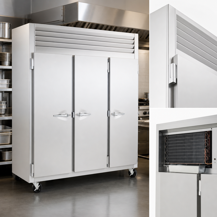 Product image #3 for Traulsen Dealer's Choice G31312 3-Section Reach-In Freezer, Full-Height Solid Doors, Right/Right/Right Hinging, Self-Contained R-290