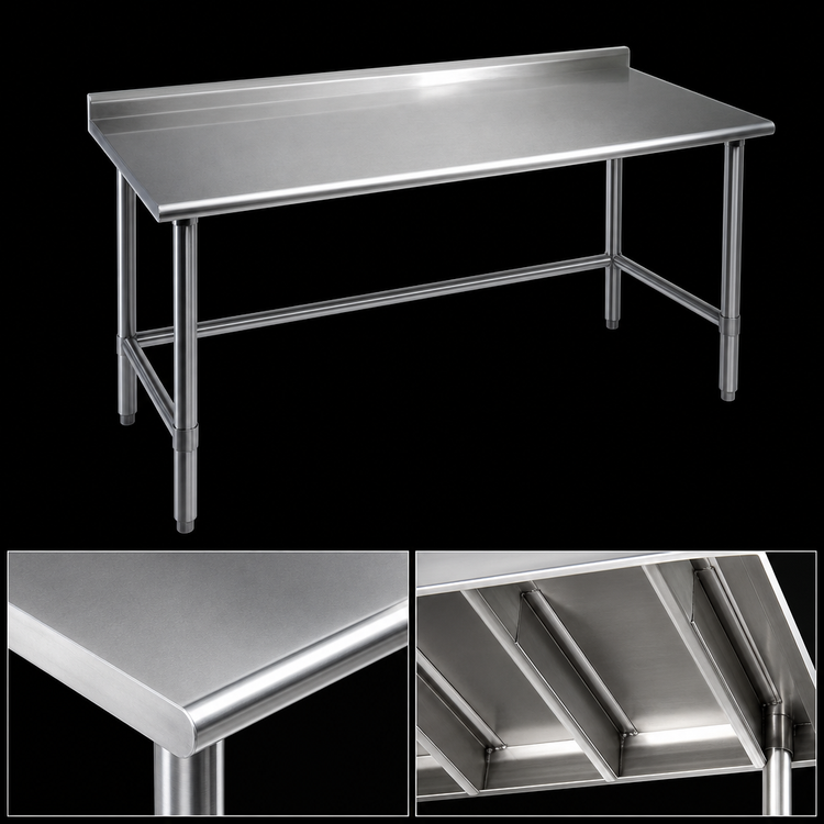 Product image #3 for Spec-Master Stainless Steel Work Table with Rear Upturn, 108-Inch Wide x 36-Inch Deep