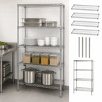 Thumbnail image #3 for Quantum WR74-1436S Stationary 4-Shelf Wire Shelving Starter Kit, 304 Stainless Steel, 36"W x 14"D x 74"H