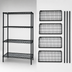 Thumbnail image #3 for Quantum 72-Inch W x 12-Inch D x 86-Inch H Wire Shelving Starter Kit with 4 Shelves, Black Epoxy Antimicrobial Finish