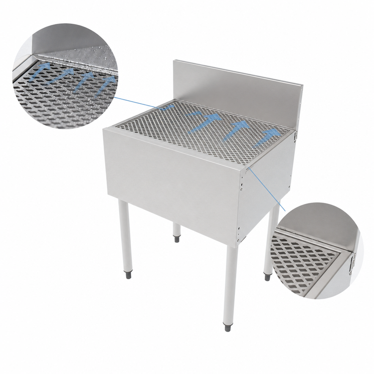 Product image #4 for Perlick Top Shelf 24-Inch Freestanding Stainless Steel Underbar Drainboard with 6-Inch Backsplash