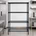 Thumbnail image #3 for Quantum 4-Shelf Stationary Wire Shelving Starter Kit, 54 Inch W x 24 Inch D x 86 Inch H, Black Epoxy Antimicrobial Finish