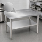 Thumbnail image #3 for Klinger's Trading BSG3018 18" x 30" Stainless Steel Work Table with 2" Backsplash, Galvanized Open Base and Undershelf