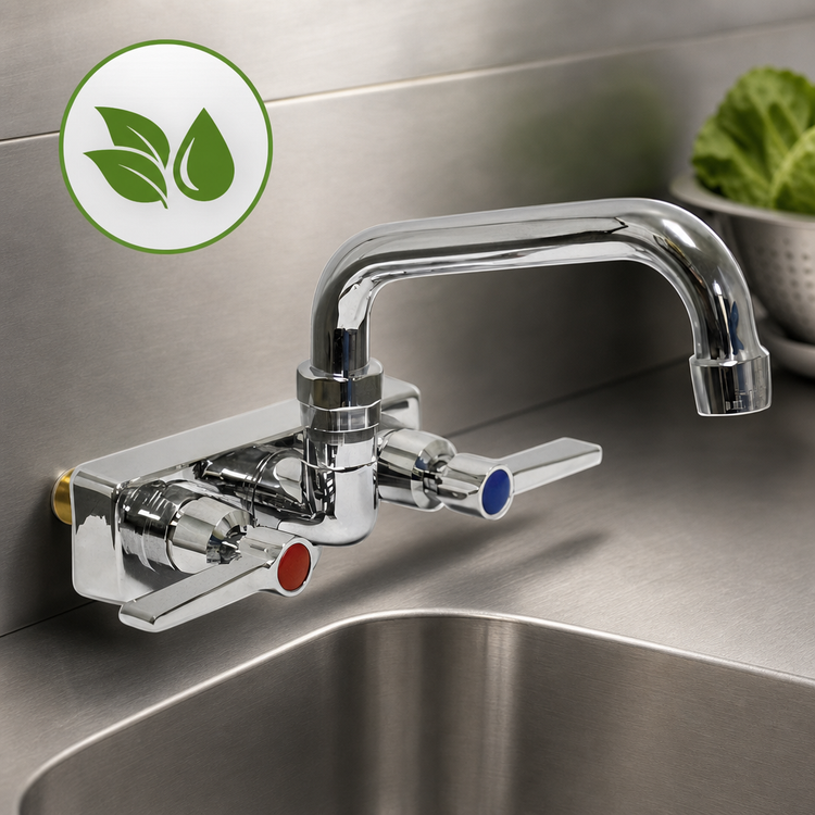 Product image #3 for Advance Tabco K-125 4-Inch Centers Splash Mount Faucet with 6-Inch Swing Spout