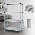 Thumbnail image #3 for Quantum WR74-2172SG Stationary Solid Shelving Starter Unit, 72W x 21D x 74H, 4 Shelves, Galvanized Steel with Chrome Posts
