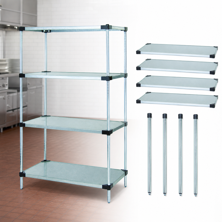 Product image #3 for Quantum Solid Shelving Starter Kit, 4 Shelves, Stationary, 30"W x 21"D x 86"H