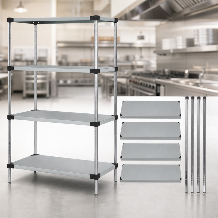 Product image #3 for Quantum Solid Stainless Steel Shelving Starter Kit with 4 Shelves, 60-Inch W x 21-Inch D x 74-Inch H
