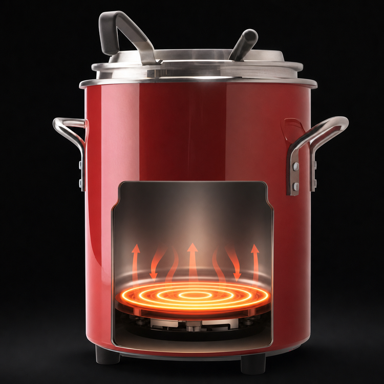 Product image #3 for Vollrath Cayenne Retro Stock Pot Kettle Rethermalizer, 11 Quart, Fire Engine Red