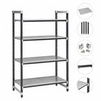 Thumbnail image #3 for Cambro Camshelving® Elements EXU244864S4480 4-Tier Stationary Starter Polymer Shelving Unit, 24 x 48 x 64 in, Solid, Speckled Gray