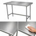 Thumbnail image #3 for Advance Tabco 84 Inch x 36 Inch Open Base Stainless Steel Work Table with 1-1/2 Inch Rear Up-Turn