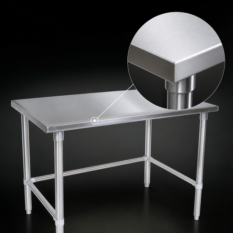 Product image #3 for John Boos Stallion 60 Inch x 24 Inch 14-Gauge Stainless Steel Top Work Table with Safety Edge