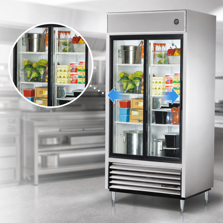 Product image #3 for True TSD-33G-HC-LD 2-Section Reach-In Refrigerator with Sliding Glass Doors