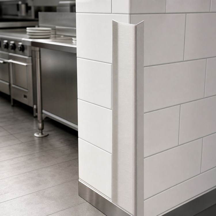 Product image #3 for John Boos Outside Corner Stainless Steel Corner Guard, 2 x 2 x 96 Inch, 16/300