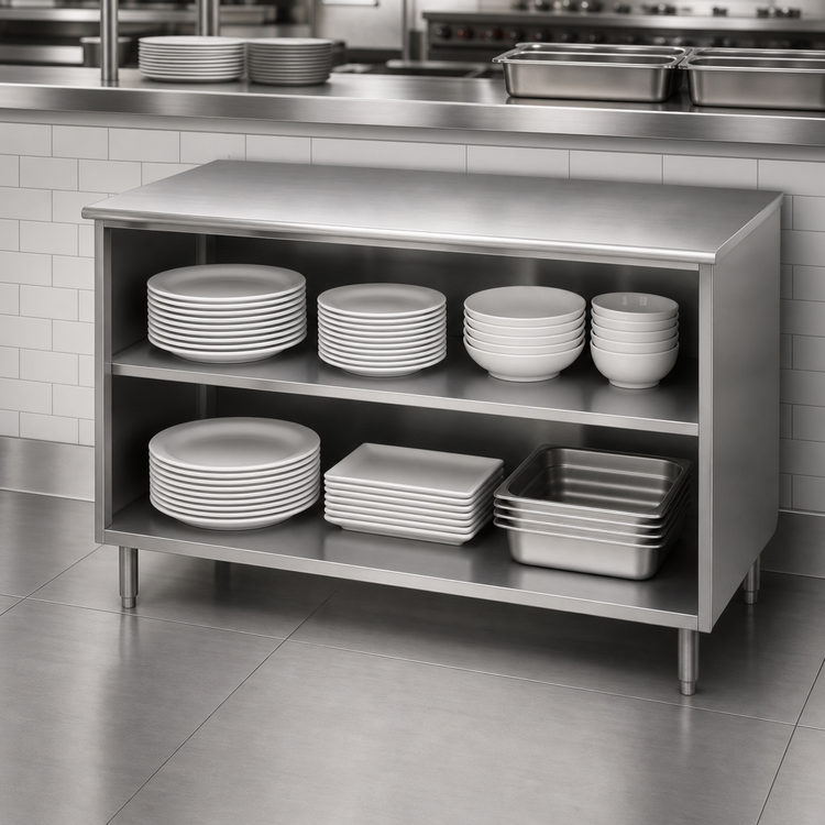 Product image #3 for Eagle Spec-Master Open Front Plate Cabinet with 14/304 Stainless Steel Top, 48W x 15D