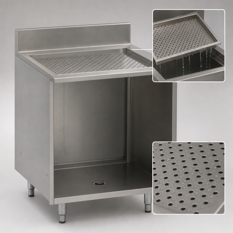 Product image #3 for Eagle 2200 Series Recessed Worktop Underbar Glass Rack Storage Unit with Open Front Cabinet Base, 12 x 24 Inches