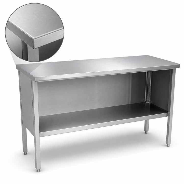 Product image #3 for John Boos EBOS4-2460 Open Front Enclosed Base Stainless Steel Work Table, 60 x 24 Inches