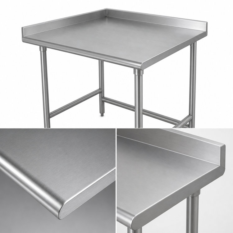 Product image #3 for 30 x 30 Inch Corner Stainless Steel Work Table with 1-1/2 Inch Rear Up-Turn