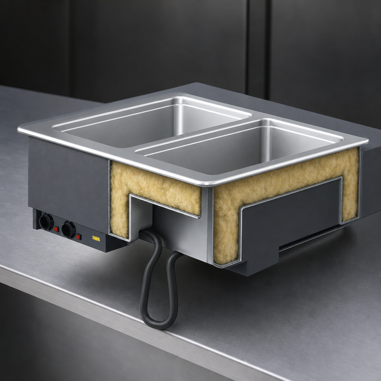 Product image #3 for Vollrath Two-Well Insulated Drop-In Electric Hot Food Well, Wet Operation, 12 x 20 Pan Size, 120V