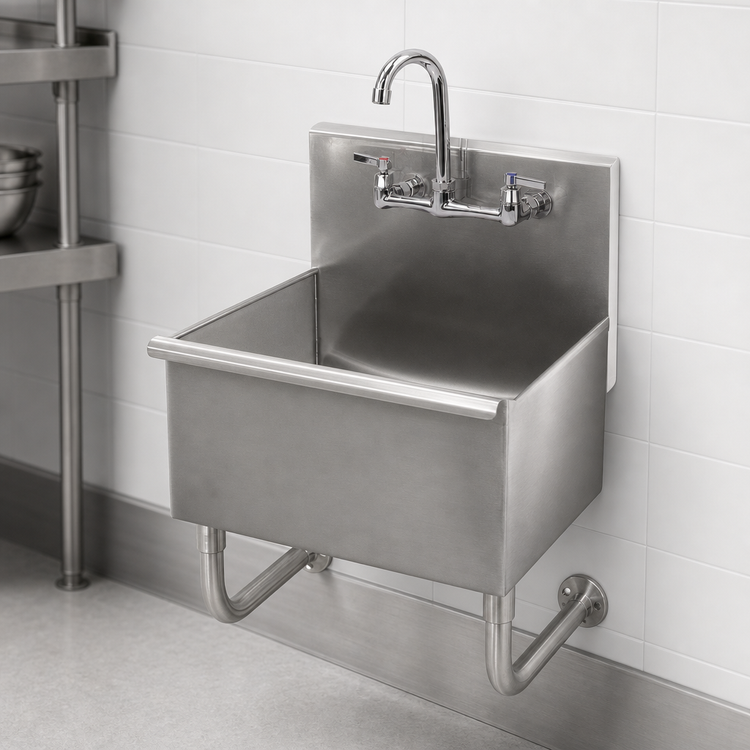 Product image #3 for Advance Tabco Wall Mounted 304 Stainless Steel Service Sink with Faucet and 18 x 14 x 12-Inch Bowl
