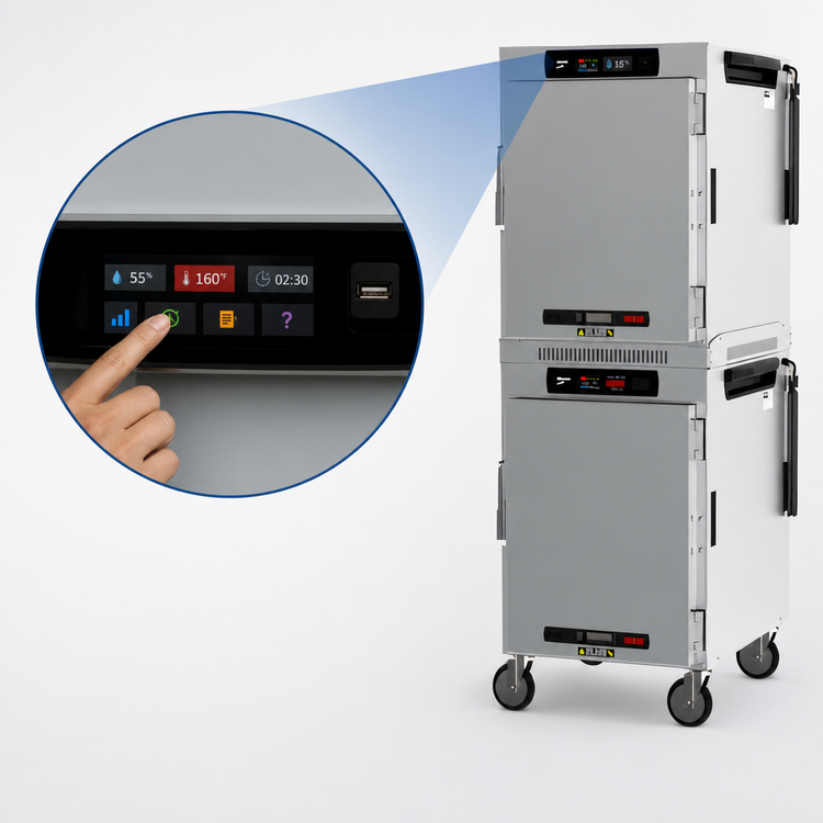 Product image #3 for Metro HotBlox™ Wide 16-Pan Dual-Cavity Pass-Thru Insulated Holding Cabinet with Digital Touchscreen, Solid Front / Clear Rear Doors