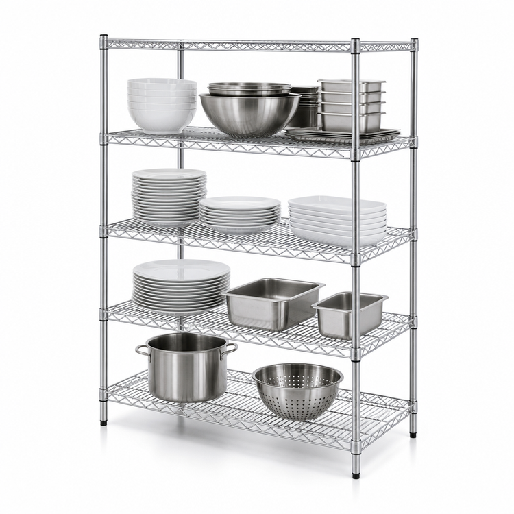 Product image #3 for Metro Super Erecta Brite Stationary Starter Wire Shelving Unit, 48"W x 18"D x 63"H, 4 Shelves