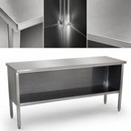 Thumbnail image #3 for John Boos EBOS4-24120 Open-Front Stainless Steel Cabinet Base Work Table, 120 x 24 in, 14-Gauge 300 Series Top, Fixed Undershelf